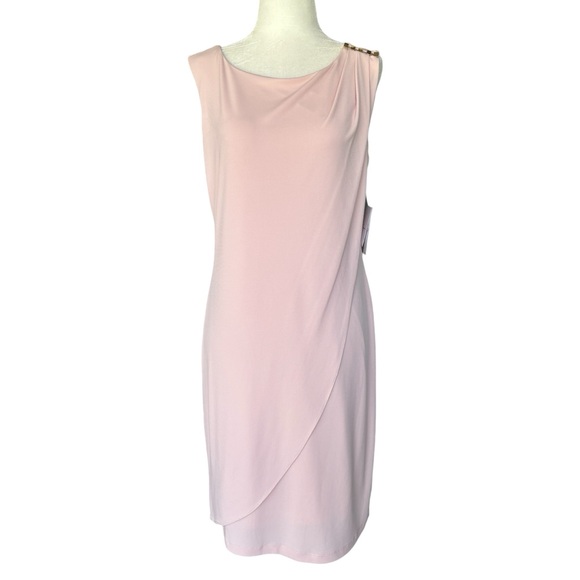 Jessica Simpson NWT Pink Sleeveless Sheath Dress with Gold Accent 4 - Picture 2 of 13